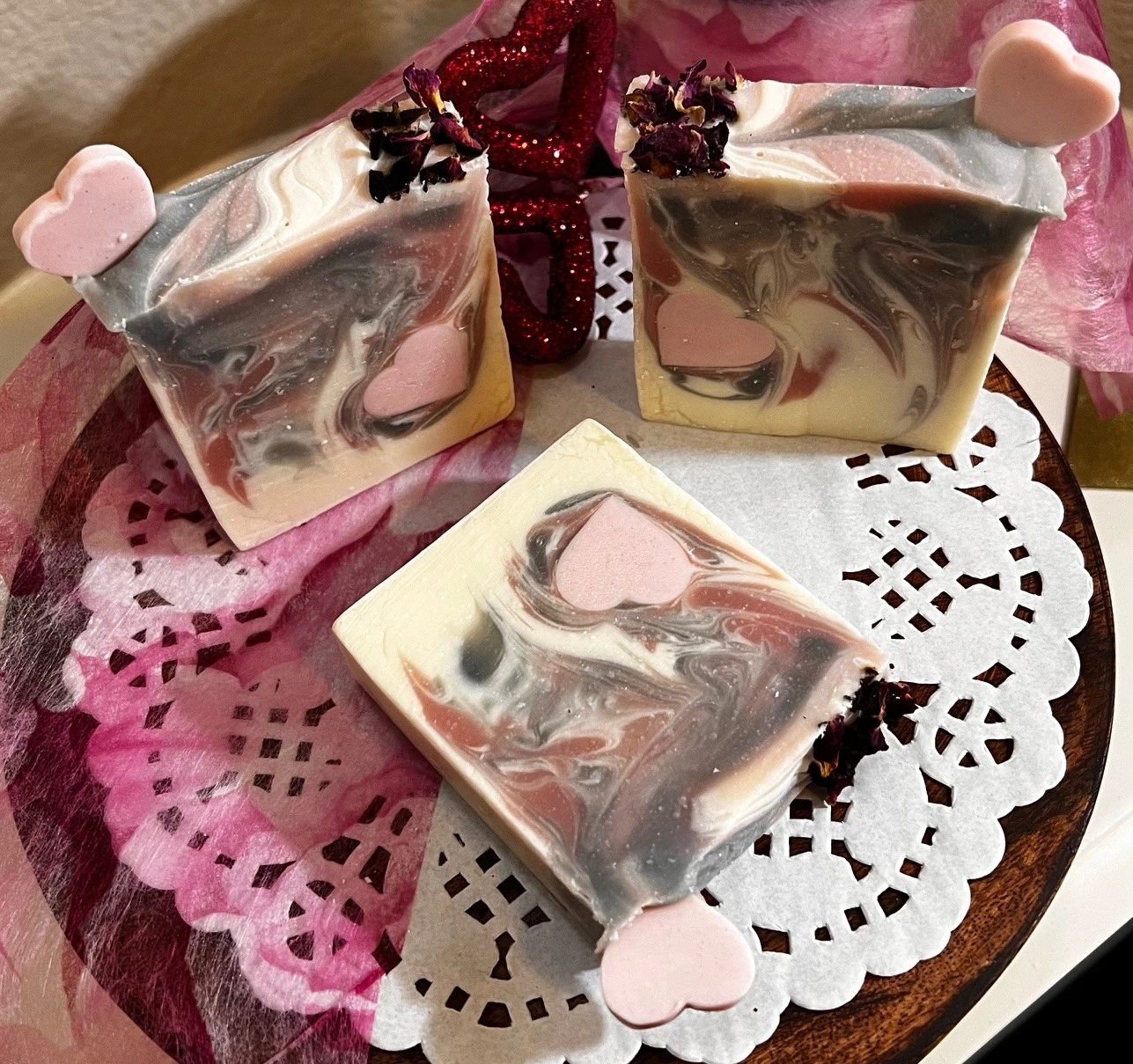 Valentine swirl cold process soap